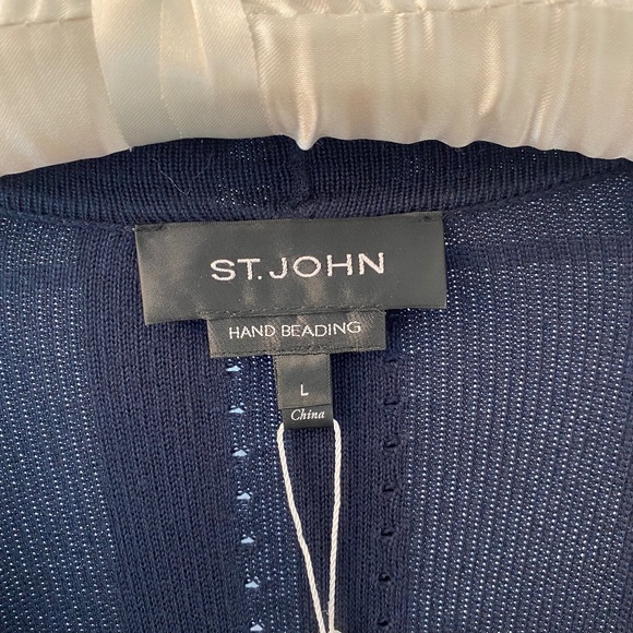 St. John Blue Hand Beaded Long Cardigan - Picture 4 of 8
